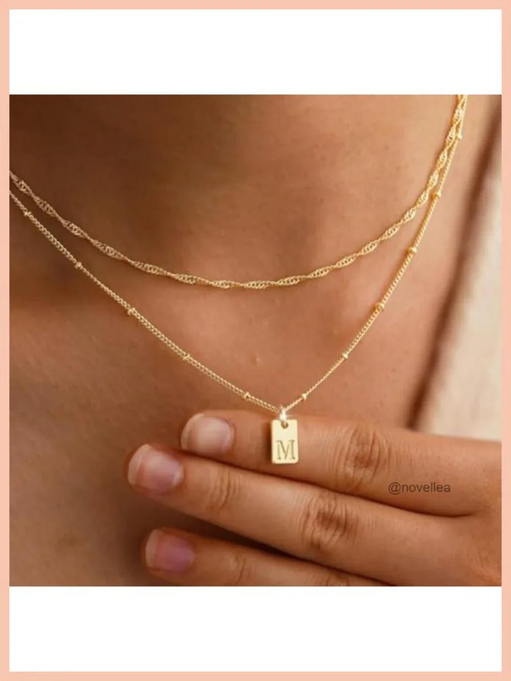 14K Gold Plated Layered Initial Necklace A-Z Letter Pendant Women Gift